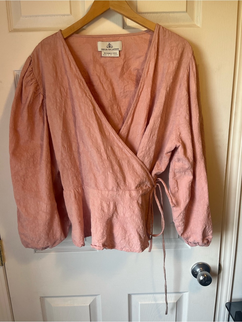 Dusty Rose Wrap Top with Tie Waist